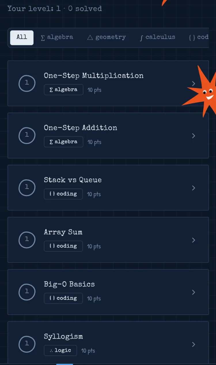 Challenge list filtered by discipline